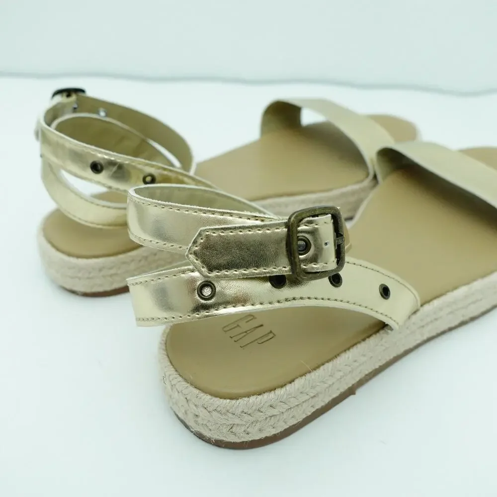GAP Metallic Gold Platform Strappy Espadrille Comfort Sandals - Size 8.5